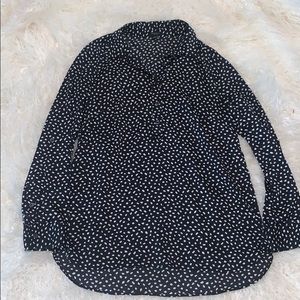 black and white polka dot top
